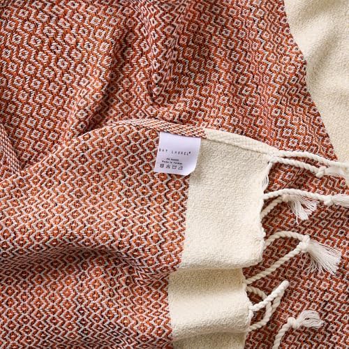 BAY LAUREL Turkish Hand Towel – Pack of 2 | Soft & Absorbent Decorative Towels for Bathroom, Hand, Face, Hair, Gym, Yoga, SPA, Kitchen & Tea | Boho Decor (Orange, Diamond 15x26 Inches (Set of 2) - Image 5