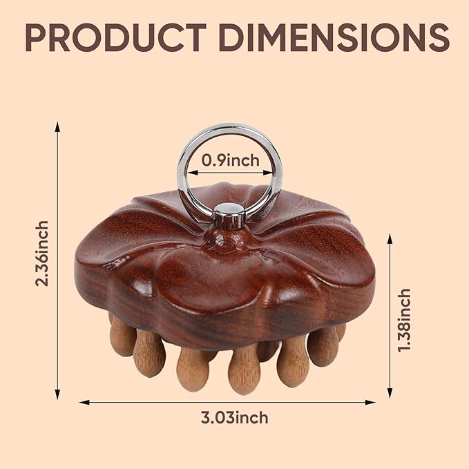 Wooden Massage Massager for Hair Growth,Head Scalp Comb,Manual Body Relax Massage Tool,Hair Brush Massager,Flower Design with Ring (20PCS Big Tooth)