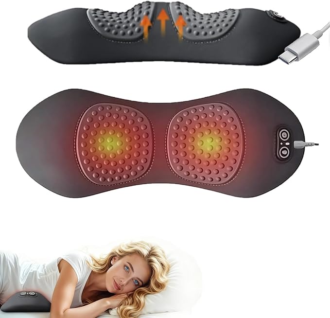 Electric Back Massager for Sciatica Pain Relief, 3-in-1 Lumbar Support Device with Traction & Heat, Soothing Spine Massager for Lower Back Pain Relief, Neck and Back Massage Pillow