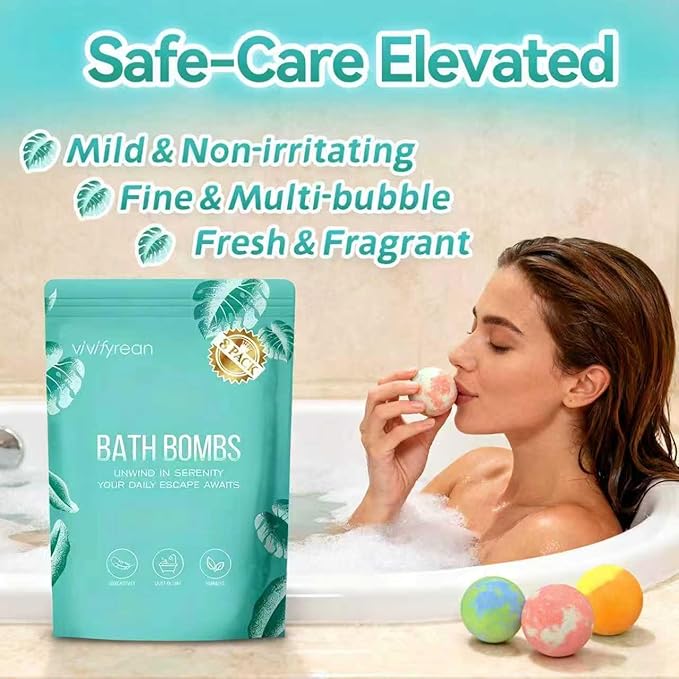 Bath Bombs, Bath Bombs for Women and Girls, Mothers day Birthday Gift, Relax Home Spa, 8 pack Organic with Essential Oil, Shea butter, Epsom salt, Non-Toxic, 4 Natural Scents, Easy to Clean
