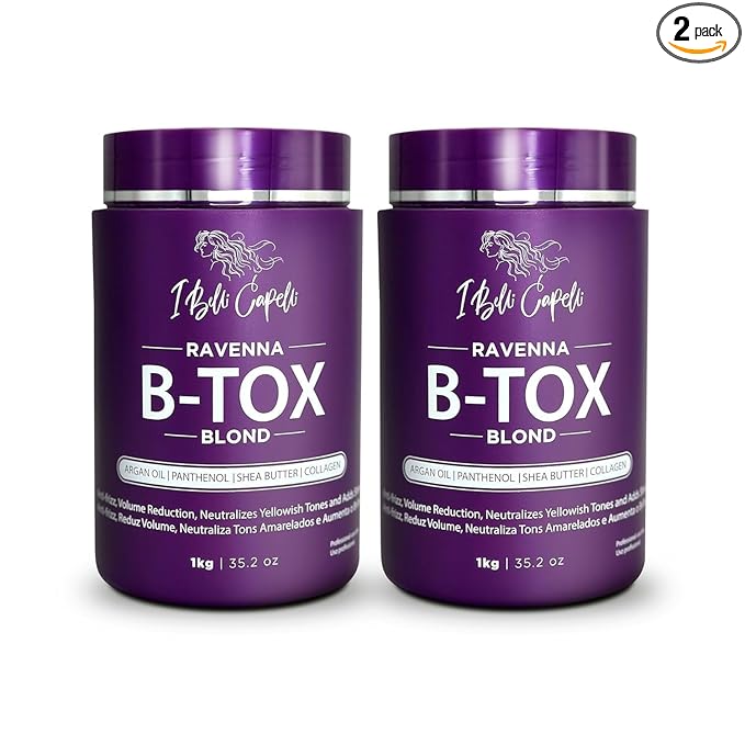 I Belli Capelli Ravenna Hair B-tox Treatment for Blond Hair, Formaldehyde-Free- Cirugia Capilar Para el Cabello- Anti-Frizz, Smoothing- 35.2 oz(1kg), 2 units
