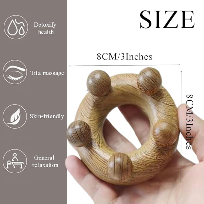 OULIGET Wood Therapy Abdominal Massage Tools,Lymphatic Drainage Massager, Body Sculpting Scraping Tools for Muscle Pain Relief, Anti Cellulite, Body Contouring and Shaping
