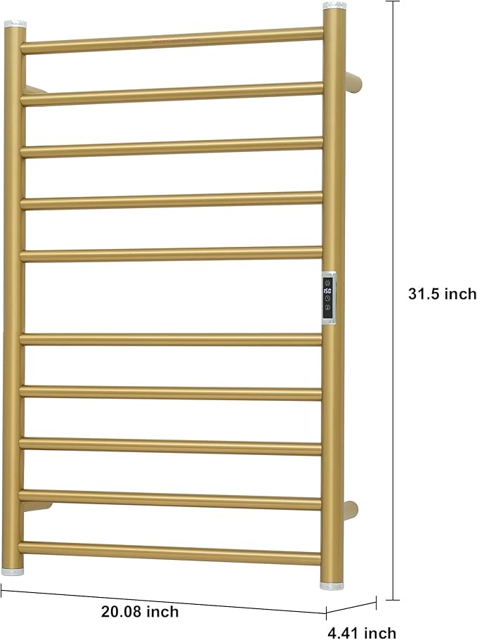 Electric Towel Warmer Rack,Heating Towel Warmer,Timer & Temperature Control,Wall-Mounted Plug-in for Bathroom, Gold,Stainless Steel,10-Bar(31.5x20.08x4.41in)