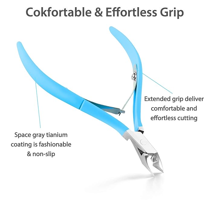Mudder 3 Pack Blue Cuticle Trimmer Nippers Cutter Tool Stainless Steel Nail Cuticle Scissors Remover with Pointed Blade Scissors Pedicure Manicure Tool for Fingernails and Toenails Nails Care