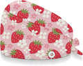 Adjustable Scrub Cap with Buttons & Sweatband, Working Hat with Elastic Tie Back, Unisex Nurse Surgical Caps for Women & Men