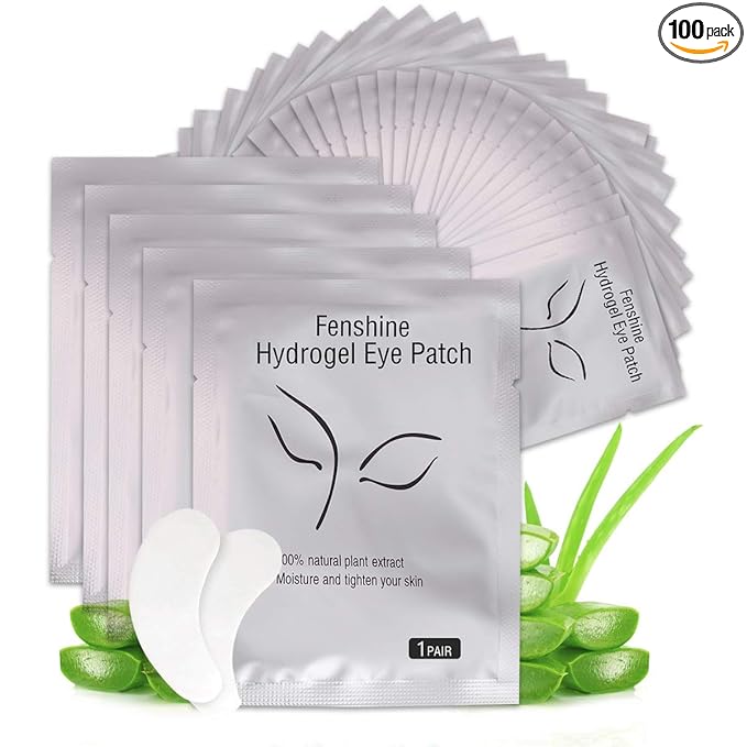 fenshine 100 Pairs Eyelash Extension Eye Pads Lint Free Hydrogel Eye Patches Professional for Lash Extensions Supplies