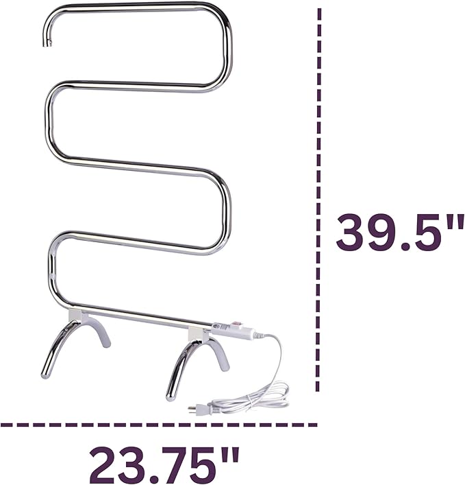 Warmrails Classic Towel Warmer - Free-Standing or Wall Mounted Towel Warmer Rack for Drying Towels and Garments - 37.5-Inch Chrome Finish Frame with 4 Bars - Model HCC