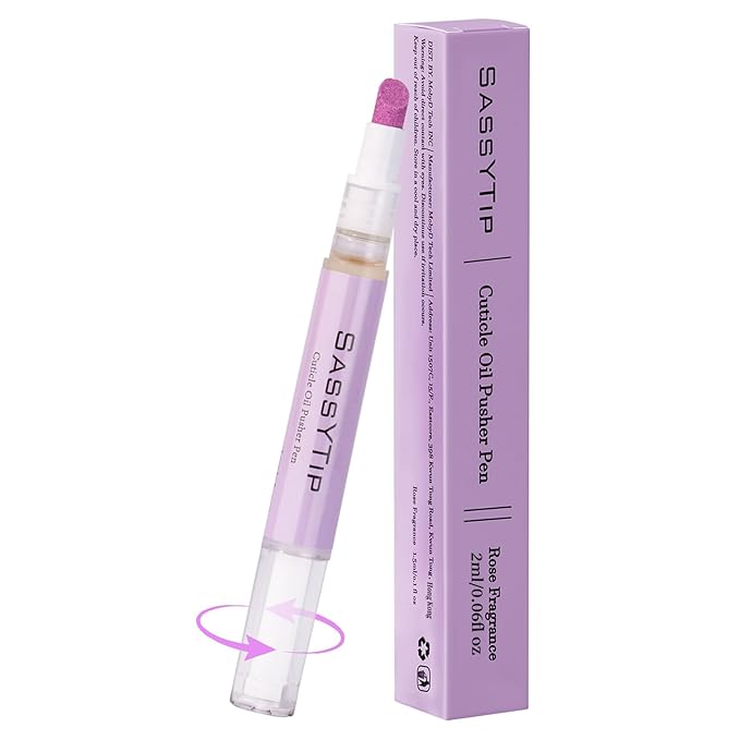 Ceramic Cuticle Pusher & Oil Pen, 2ml Rose/Lavender/Fragrance Free Scented Nail Care Pen, Gentle Cuticle Remover for Dry & Damaged Nails, Moisturize Strengthen Brighten (Purple)