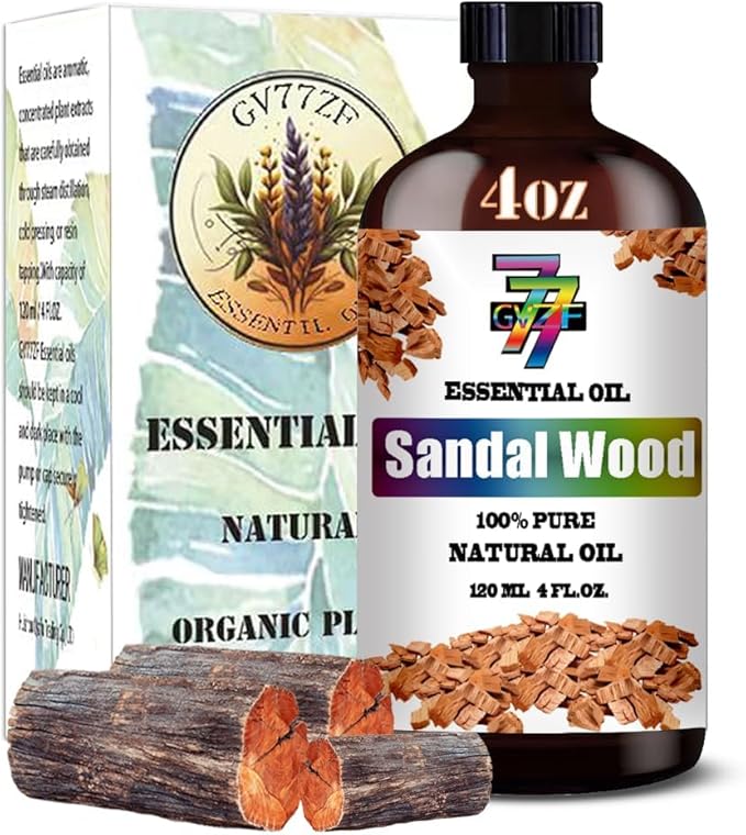 Sandalwood Essential Oil - GV77ZF Sandalwood Oils for Diffusers, Humidifiers, DIY Candles, Soap, Cleaning, Home, Office, Yoga, Massage, Gifts - 4 fl oz (120 ml)