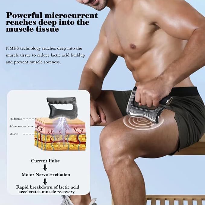 Gua Sha Massage Tool Fascia Knife Multifunctional Muscle Discomfort Relief Christmas Gift Electric Fascia Knife for Muscle Relaxation Scraper for Fascial Massager for the Whole Body (Black)