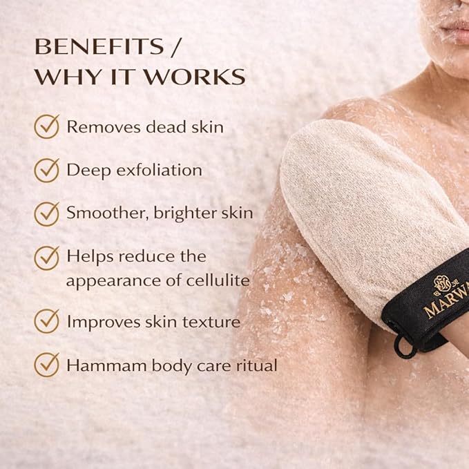 Moroccan Kessa Exfoliating Glove – Soft Hammam Exfoliating Mitt – Dead Skin Remover for Sensitive & Delicate Skin – Body Exfoliator – Made in Morocco