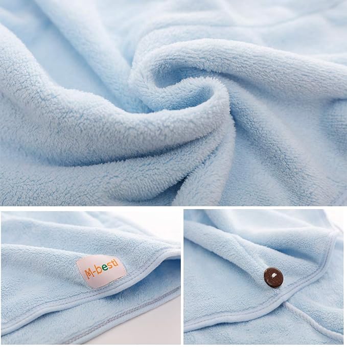 M-bestl 2 Pack Hair Drying Towels, Hair Towel Wrap,Absorbent Microfiber Hair Towel Turban with Button Design to Dry Hair More Quicker(Dark Gray& Blue)