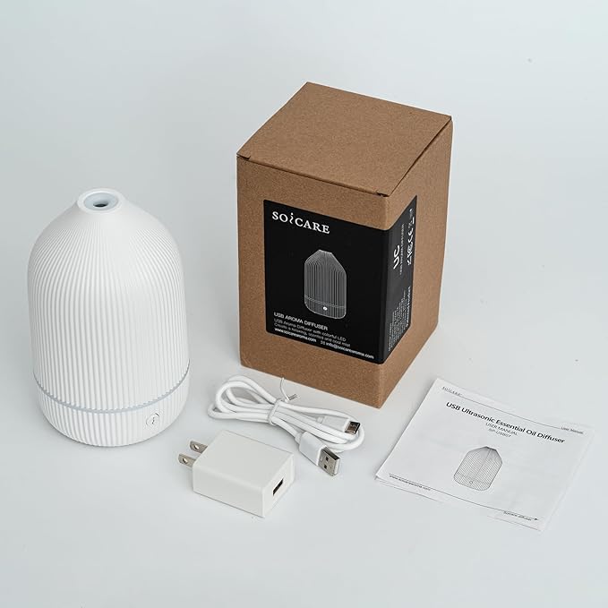 SOICARE Diffuser,USB Plug-in Car Portable Aromatherapy Diffuser,Essential Oils for Diffusers with 7 Colors Lights 2 Switch Mode Waterless Auto Off for Car Home Office Room (USB Power)