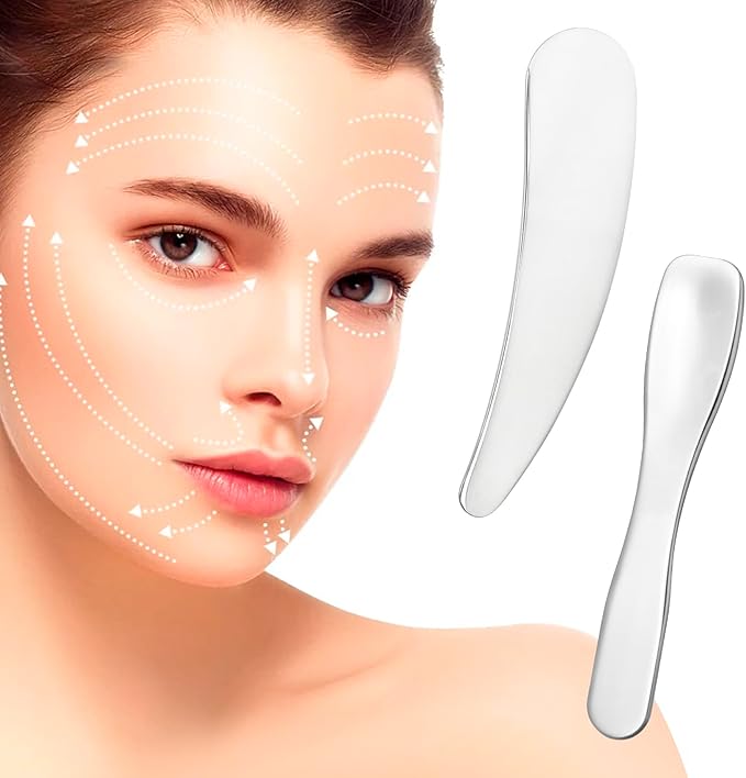 Pndeyo 3pcs Mini Stainless Steel Makeup Spatula, Reusable Cosmetic Cream Spatulas Spoon, Skincare Scoop Applicator Facial Massage Beauty Tools for Mixing and Sampling Face Eye Cream- Silver