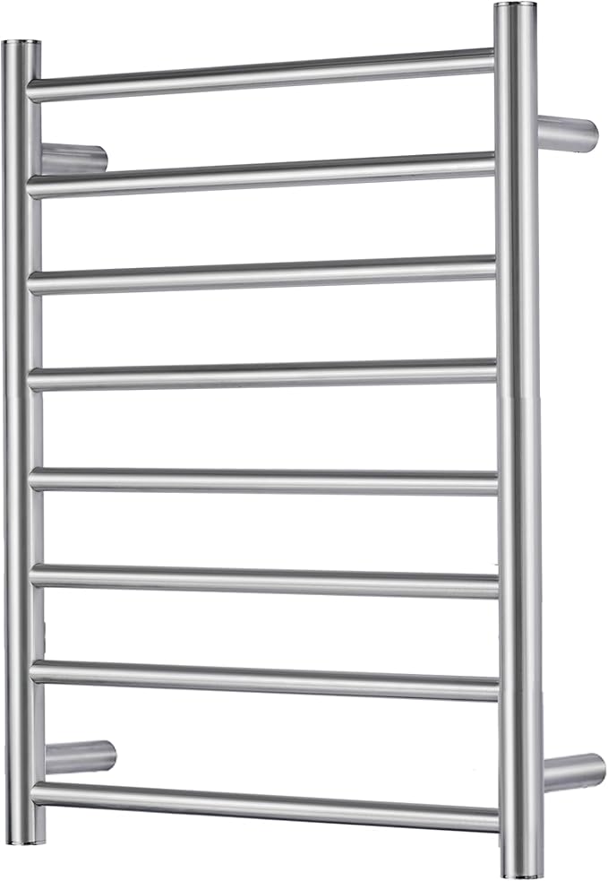 Towel Warmer Bathroom Wall Mounted Drying Rack Plug-in Electric Heated Towel Rack Stainless Steel (Brushed, 8 Bar)