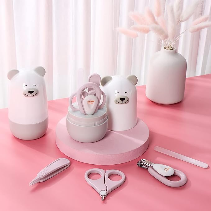 Baby Nail Clippers Set with Cute Case, Infant Fingernail and Toenail File Kit for Newborn Manicure and Pedicure, New Mom Grooming Gift