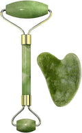 Jade Roller & Gua Sha Set – 100% Natural Jade Stone Face Massager | Cooling Facial Tool for Skin Tightening, Anti-Aging, Puffiness & Lymphatic Drainage | Skincare Gift for Women
