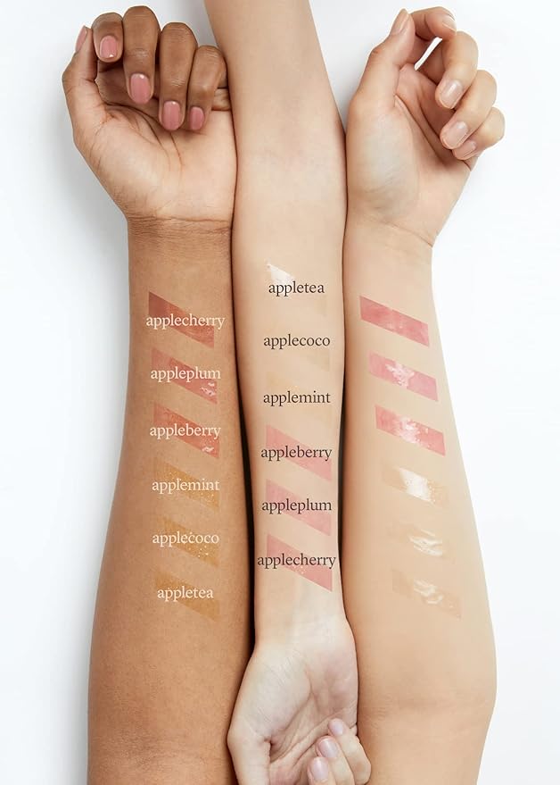 NOONI Vegan Appleseed Lip Oil Set - Appleberry & Applecherry & Appleplum | Long-Lasting, Moisturizing, Plumping, Revitalizing for Dry Lips, Waterproof, No Peel Off, 0.12 FL Oz x 3ea