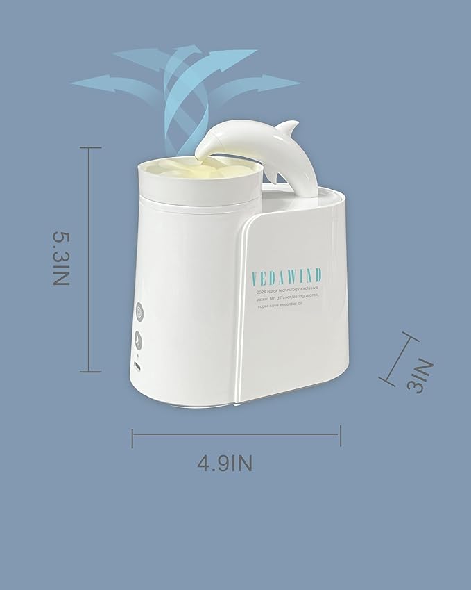 Essential Oil Diffuser | HDPE Tech Dry-Fan Aroma Diffusion for Home Bedroom, Bathroom, Scent Aromatherapy Machine, No Spray Mist, No Clogs, No Heat, Scent Waterless Air Diffuser