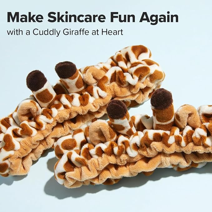 I DEW CARE Face Wash Headband - Giraffe Headband | Adorable Design, Perfect for Cleansing, Bath, Makeup and Spa, 100% Microfiber, Reusable, 1 Count