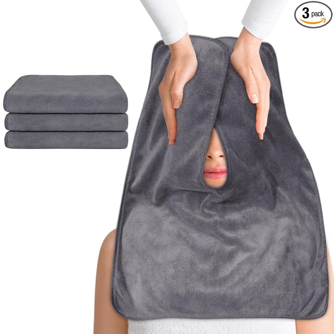 SINLAND Microfiber Esthetician Towels for Facials Mask Removing Face Wrap Soft Facial Cloth with Split Design Spa Towels for Facial Steam Massage and Cleansing