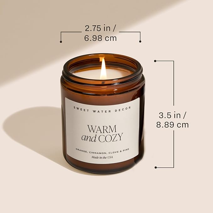 Sweet Water Decor Hot Cocoa and Peppermint Soy Candle | Chocolate, Peppermint, and Vanilla Holiday Scented Candles for Home | 9oz Amber Jar Candle with Black Lid, 40+ Hour Burn Time, Made in the USA
