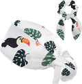 Women Working Cap with Buttons Bouffant Hat Autumn Leaves Nurse Scrub Caps Long Hair