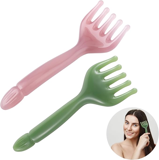 WY LIGHTING LEVEL 2Pcs Head Massager Manual Hair Scalp Massager Gua Sha Five Claw Massage Tool Comb Portable Handheld Resin Relax Tool for Father's Day Mother's Day Gifts (Pink Purple; Green)