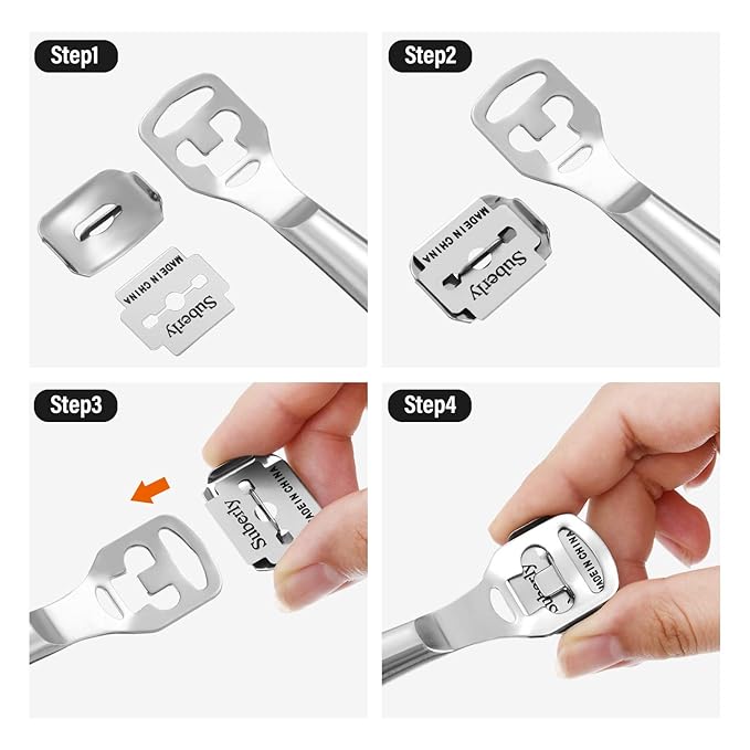50 Pieces Callus Shaver Replacement Blades Corn Plane Stainless Steel Blades for Removing Callus Foot Care and Pedicure Tools