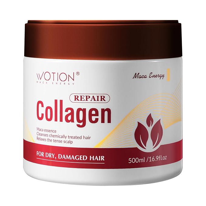WOTION Deep Repair Conditioning Argan Oil Collagen Hair Mask | For Dry Damaged Hair, All Hair Types, 16.90 oz 500ml, Hair Treatment, Maca Essence, Collagen Mask