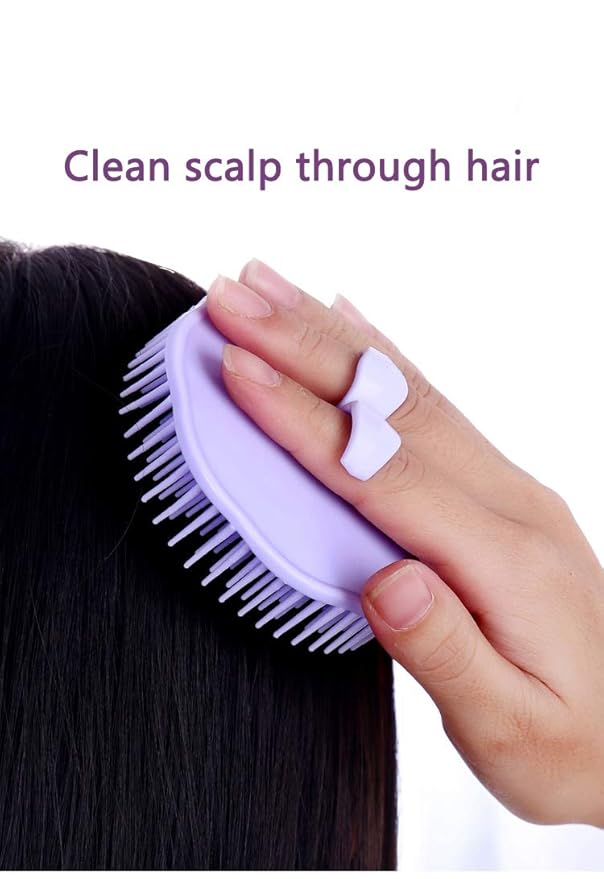 Aroveea Hair Scalp Brush Dandruff Cleaning Brush Shower Scalp Shampoo Brush Scalp Massager Pack of 4 (Orange and Violet)