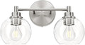 VONLUCE Bathroom Light Fixtures, 2-Light Vanity Lights with Globe Glass Shades E26 Sockets, Bathroom Lights Over Mirror for Bedroom Hallway Living Room, Brushed Nickel Finish, ETL Certificated