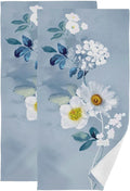 Blue White Floral Botanical Hand Towels for Bathroom Set of 2,Vintage Watercolor Navy Flower Leaf Decorative Bathroom Towels for Bath,Face,Hair,Soft Absorbent Dish Towels for Kitchen 28"x14"