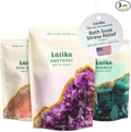 Latika Geode-Inspired Bath Soak Set of 3 - Amethyst, Rose Quartz & Emerald with Essential Oils & Epsom Salt - Sandalwood, Lavender, Sage & Eucalyptus for Stress Relief, Muscle Recovery & Skin Care