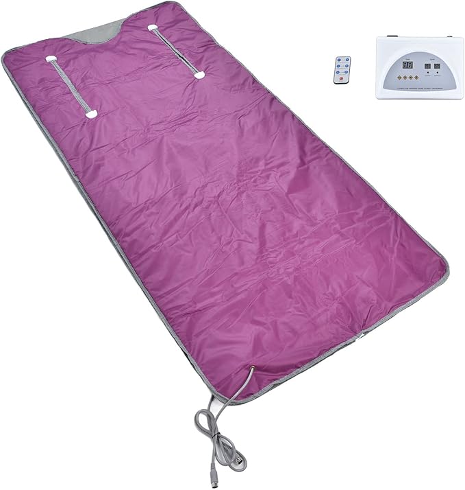 Srliya 650W Home Portable Far Infrared Sauna Blanket, Smart Zipper Reach Type with Multiple Leakage Protection, for Sweating Steaming Shaping Cold Removal (US Plug AC110V)