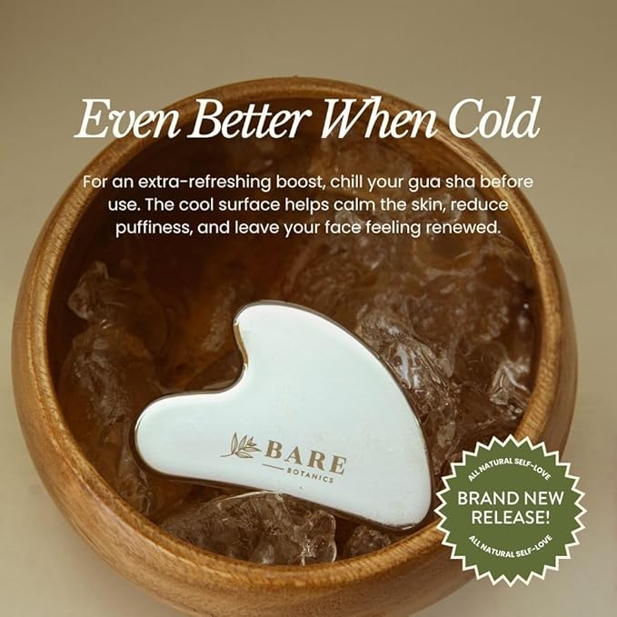 BARE BOTANICS Jade Gua Sha Facial Tool | Authentic Jade Stone for Face Puffiness & Lymphatic Drainage | Skincare Tool for Glowing Skin | Vegan & Cruelty-Free