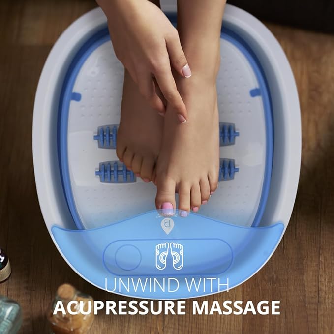 Pursonic Collapsible Wireless Footbath Spa Massager | Portable Acupressure Massage with Adjustable Heat Settings | Compact for Travel and Home Use
