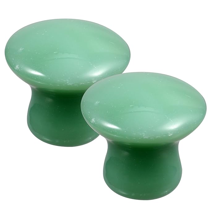 Gatuida 2pcs Green Jade Quartz Massage Rollers Stones Small Facial Massaging Jade Boards Mushroom Shaped Gua Sha Tools Beauty Massagers for Face