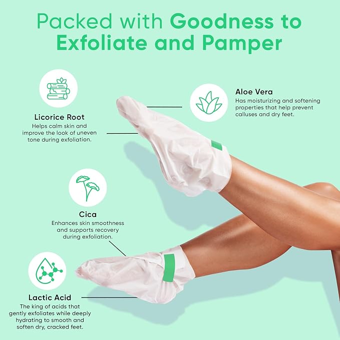 Foot Peel Mask - Foot Mask for Baby Soft Skin - Remove Dead Skin, Dry, Cracked Feet & Callus, Foot Spa, Made with Aloe Vera Extract for Women and Men (2 Pairs) | Peppermint