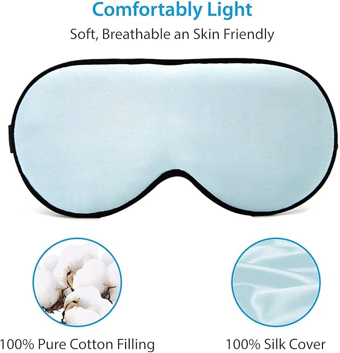 CHILDHOOD Super Soft Silk Sleep Mask for Kids with Adjustable Strap-Silk Eye Mask for Sleeping Blocking Lights (Blue & Pink)