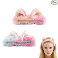 2 PCS Cute Cat Ear Spa Headband For Washing Face, Skincare Makeup Headbands For Women, Soft Coral Fleece Hair Accessories (Gradient Pink, Blue)