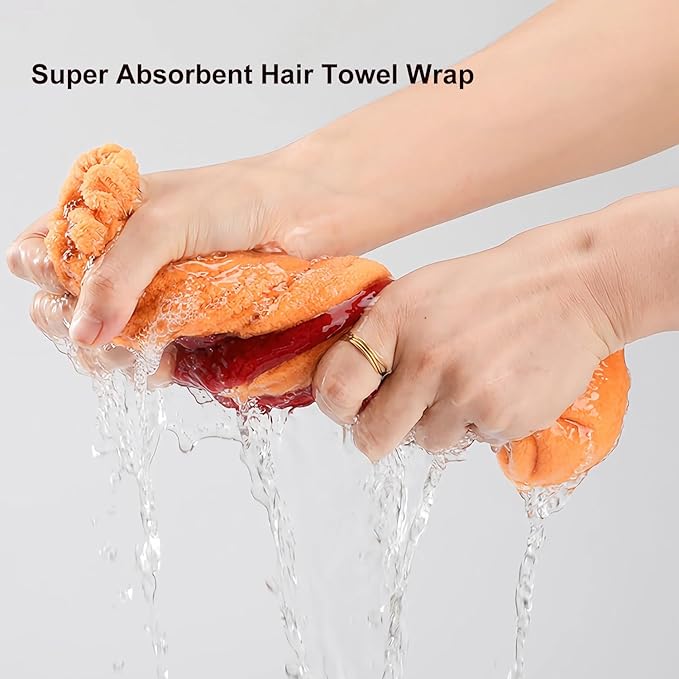 4Pcs Microfiber Hair Drying Cap,Ultra Absorbent Hair Towel Wrap Turban for Girls Women Soft Quick Dry Hair Towels with Bow Tie Shower Cap for Kids (Mixed Colors)