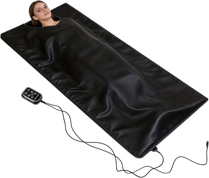 Gollense Sauna Blanket Portable Saunas for Home Dry Sauna Bag Waterproof PU Leather, 60℉-175℉, 1-99 Min Timer, 6ft x 3ft, Black