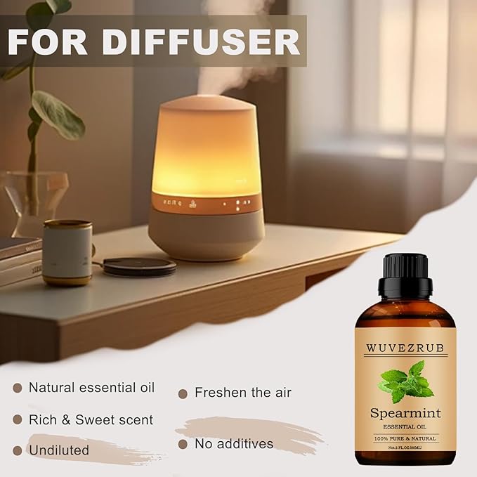 Spearmint Essential Oils, 60ML Pure and Natural Essential Oil for Aromatherapy Diffuser - Spearmint /2 Fl Oz