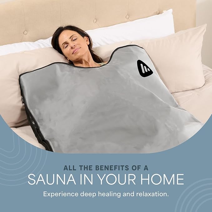 LifePro RejuvaWrap Infrared Sauna Blanket for Detox & Relaxation – Low EMF Carbon Fiber Heating, 9 Temp Levels, 5 Colors – Portable Sauna Blanket Infrared with Waterproof Interior & Carry Bag