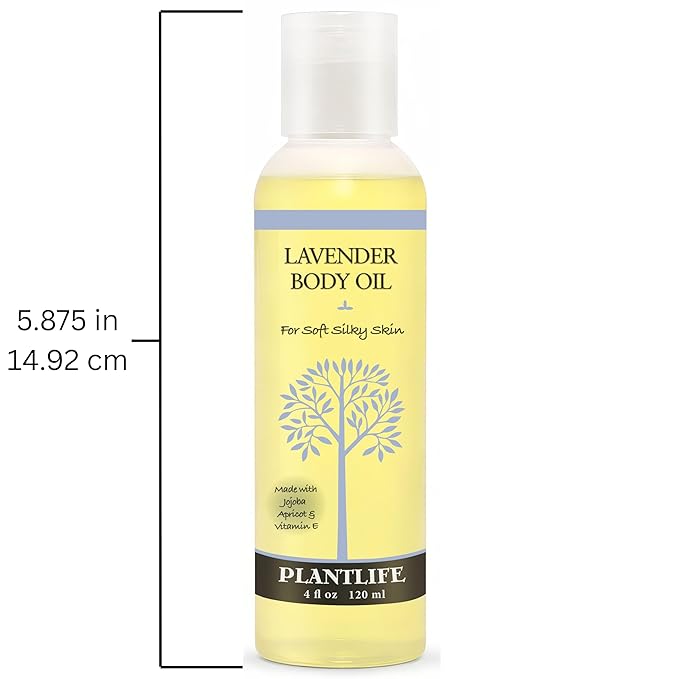 Plantlife Lavender Body Oil - Moisturizing Natural Body Oil for All Skin Types - Nourishing Dry Skin and Making It Feel Soft and Silky for Women & Men - Bath, Body & Massage Oil - 4oz