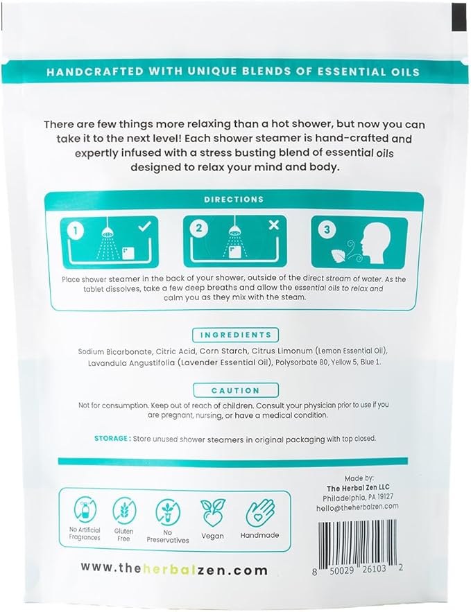 Stress Fighter Shower Steamers Aromatherapy for Relaxing - USA Made Mothers Day Gift for Mom - Lavender & Lemon Shower Bomb Tablets – Soothing Natural Essential Oils (10 Pack)