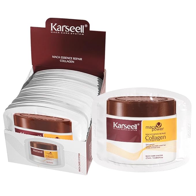 Karseell Collagen Hair Treatment Deep Repair Conditioning Argan Oil Collagen Hair Mask Essence for Dry Damaged Hair All Hair Types 25ml/ 0.85oz（24 packs