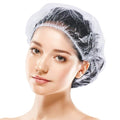 100pcs Shower Caps Disposable, Thicker and Larger Waterproof Clear Hair Bath Caps, Premium Plastic Hair Cap for Women, Spa, Hair Solon, Travel, Hotel and Home Use(Size 20IN/50CM)
