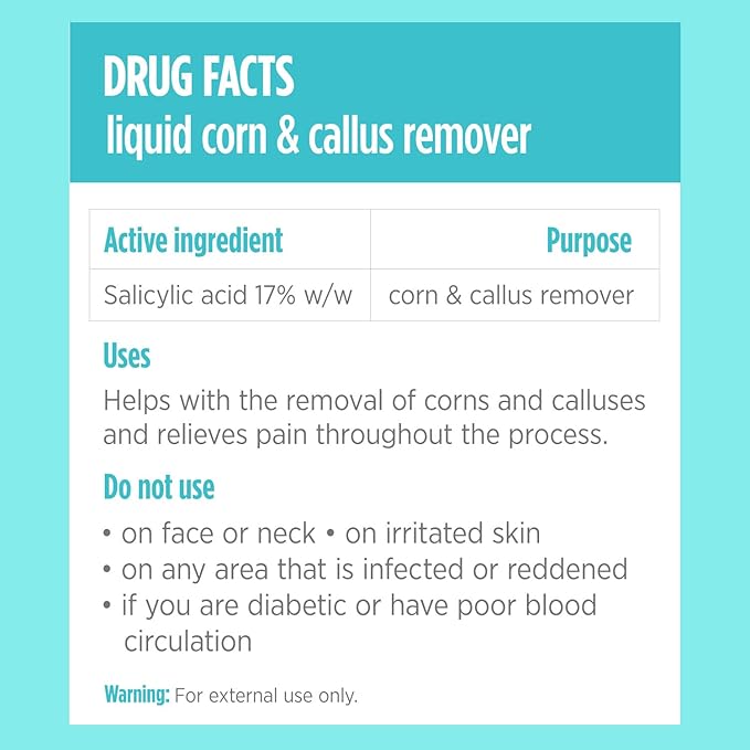 Maximum Strength Liquid Corn & Callus Remover for Feet & Hands with Salicylic Acid, Effective Corn and Callus Remover for Toes & Fingers with Applicator, 0.33 Oz, 4 Piece Set